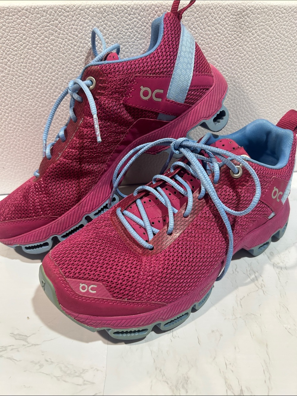 On Running Women's Magenta Running Shoes with Light Blue Accents - Picture 3 of 11